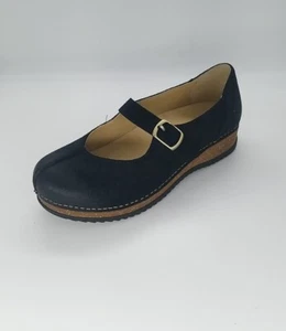 9462 Dansko Mika Burnished Suede Black Clog Size 37 - Picture 1 of 7
