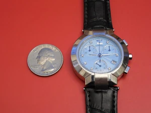 CONCORD SOLID STEEL DIAMOND LA SCALA 38MM MEN'S CHRONOGRAPH NEED REPAIR - Picture 1 of 7