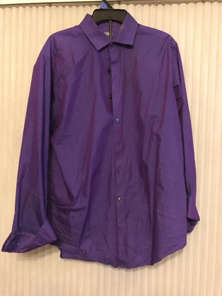 Рубашка Kenneth Cole Slim Fit мужская с длинным рукавом размер 17 36-37 фиолетовая доставка N 24h - Изображение 1 из 4