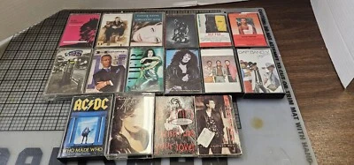 Lot Of 14 Rock Soul Pop Easy Listening Cassette AC/DC Rod Stewart Cher Hammer Ga - Imagem 1 de 4