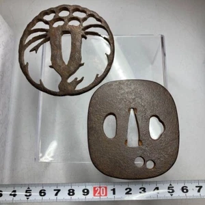 Japanese Antique Tsuba of Katana Samurai Sword Guard Iron Rare Design 62-D99 - Picture 1 of 19