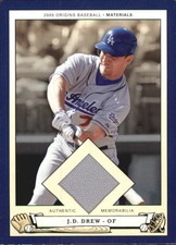 2005 Origins Materials Jersey Los Angeles Dodgers Baseball Card #JD J.D. Drew