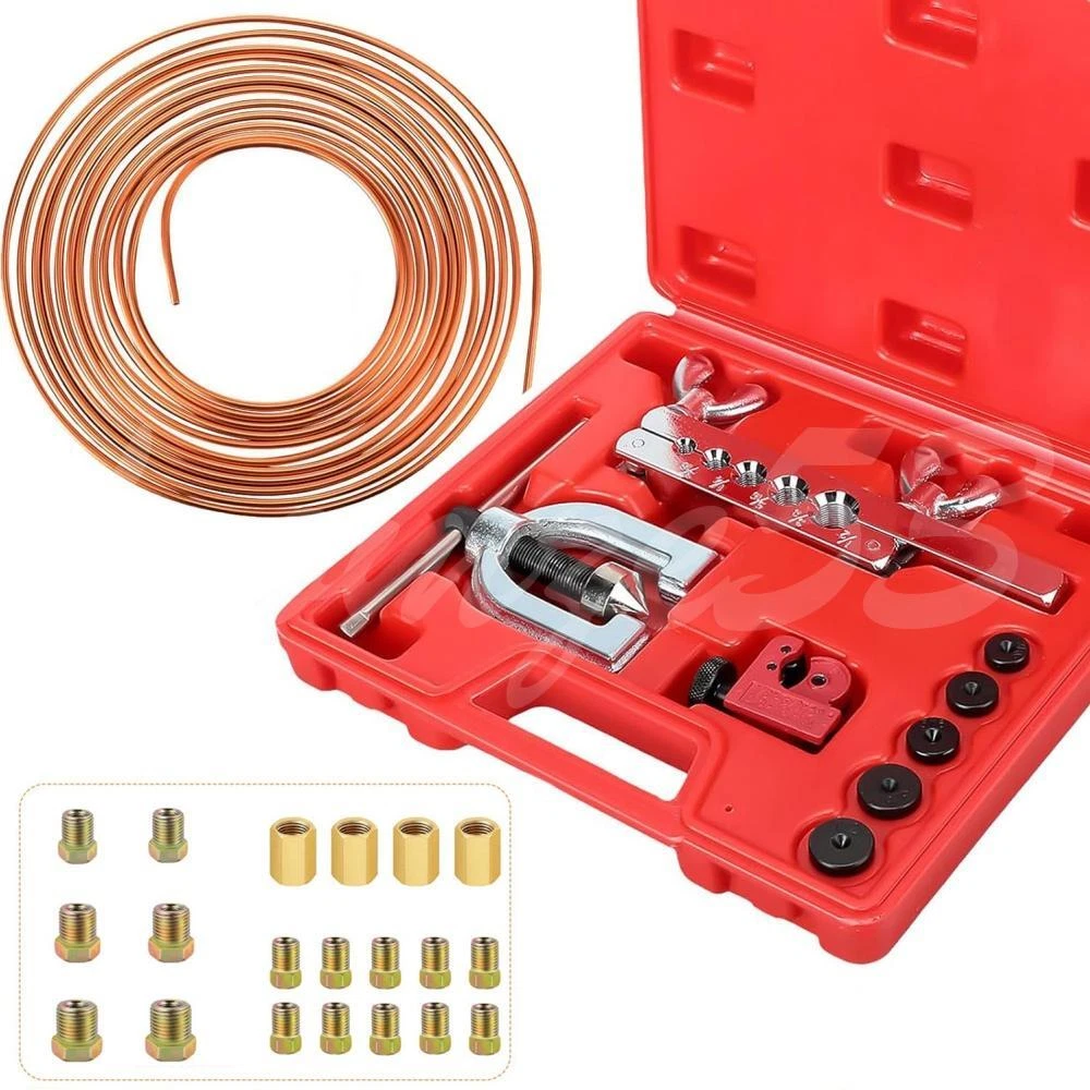 Brake Line Pipe Repair Kit 3/16 25FT Copper Pipe Flaring Tool 20 Nuts - Foto 7