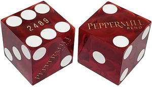 Original Peppermill Reno Nevada Casino Craps Würfel Paar dunkelrot poliert gemischt #S - Bild 1 von 4