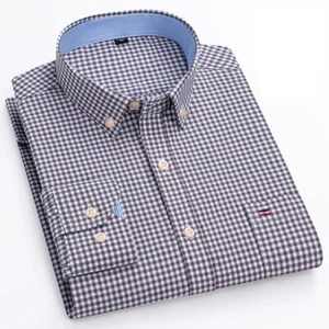 Men's Dress Shirts Business Casual Long Sleeves Slim Fit Cotton Oxford Shirt Top - Picture 1 of 13