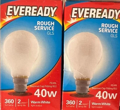 EVEREADY 2 x 40W GLS BOMBILLA ESTÁNDAR BC BAYONETA ÓPALO BLANCO CÁLIDO
