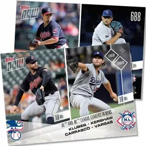 KLUBER • KERSHAW • CARRASCO • VARGAS - 2017 Topps NOW "LEAGUE LEADERS WINS" #688 - Picture 1 of 1