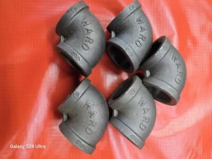 (5) WARD 1-1/2" schwarz 90 Grad schwarz Eisen Rohrverschraubung Winkel, 5er Pack - Bild 1 von 9