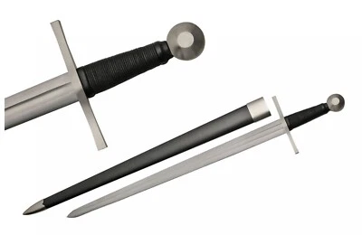 36.5英寸中世纪宽剑碳钢刀片绳包裹式手柄 — 第 1/3 张图片