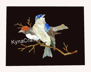 Bird Art Inlay Wall Decor Boho Marble Coffee Table Top 12 x 18" Corner table - Picture 1 of 4