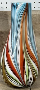 Murano Italian Art Glass Bulb Vase Swirled Multicolor 14 1/4” H - Picture 1 of 13