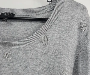 T-shirt girocollo Talbots donna ricamata con perline manica 3/4 grigia taglia 2X - Foto 1 di 6