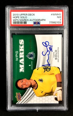 PSA 7  Hope Solo 2011 Upper Deck Soccer WPS Marks Autographs /100 USWNT Auto - Image 1 of 4