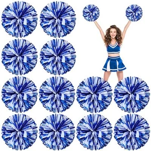 Deekin 12 Pack Cheerleading Pom Poms, Metallic Foil Pompoms with Handle Cheer - Picture 1 of 7