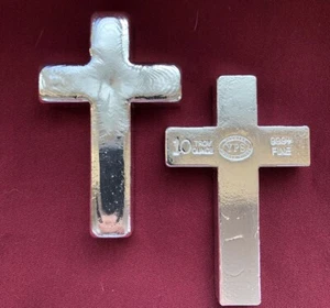 Lingotto argento fino 10 oz YPS "Cross" 999+ "Yeager's Poured Silver" - Foto 1 di 1