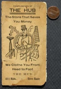 1906 Terre Haute Indiana The Hub Clothing Store pocket memo booklet Top Hat Guy- - Picture 1 of 1