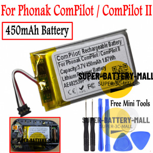 NEW 450mAh Rechargeable Battery For Phonak ComPilot / ComPilot II Hearing Aid