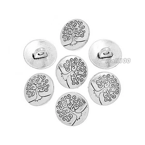 12 PIEZAS Retro Antiguo Plata Redondo Metal Flor Tallado Botones Vástago Costura 14mm - Imagen 1 de 3