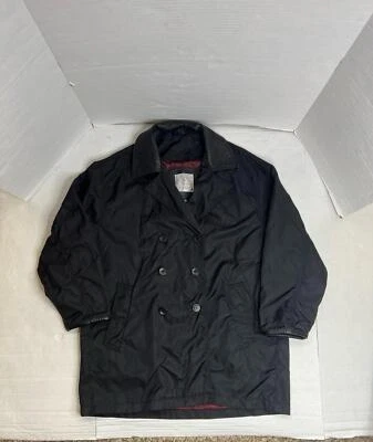 Coach Double Breasted Nylon Black Water Resistant Soft Leather Coat Sz Medium - Image 1 of 4