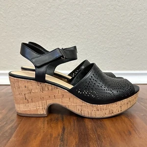 CLARKS Maritsa Nila Sandals Womens Sz 11M Black Leather Platform Ankle Strap NIB - Picture 1 of 12