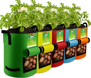 5Packs 10Gal Colorful Potato Grow Bags, Heavy Duty Potato Bags for Growing Potat - Picture 1 of 13