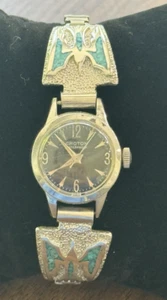 Vtg Croton Wristwatch w/ Thunderbird Watch Tips – Southwest Style Turquoise - Picture 1 of 7