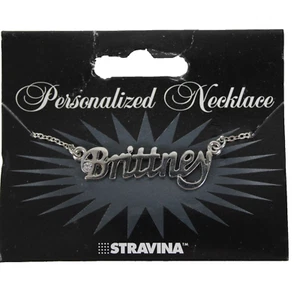 BRITTNEY NEU Name silberfarben Strass 14,5" mit 4,5" Multi Ring Verlängerung Halskette - Bild 1 von 24