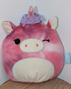 10" Squishmallows Lola das Batik Einhorn Rucksack lila & rosa Reißverschlusstasche - Bild 1 von 8
