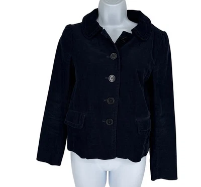 Chaqueta J.Crew Mujer Pana Azul Marino Abotonada Bolsillos y Forro a Rayas Talla 0 Foto 1 de 4