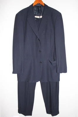 TRAJE DE LANA ELÁSTICA AZUL MARINO HUFO BOSS 2 piezas talla 42T / 42XL chaqueta y PANTALONES 33x36 Foto 1 de 4