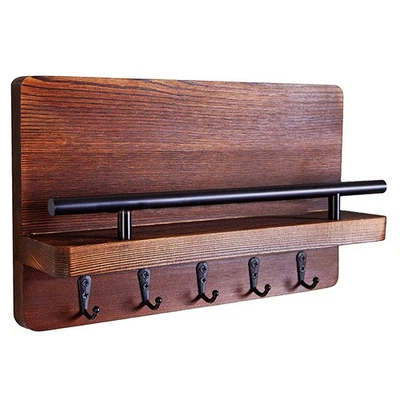 Key and Mail Holder for Wall,Key Hanger for Wall with Shelf,Wood Wall Shelf2786 - Image 1 of 4