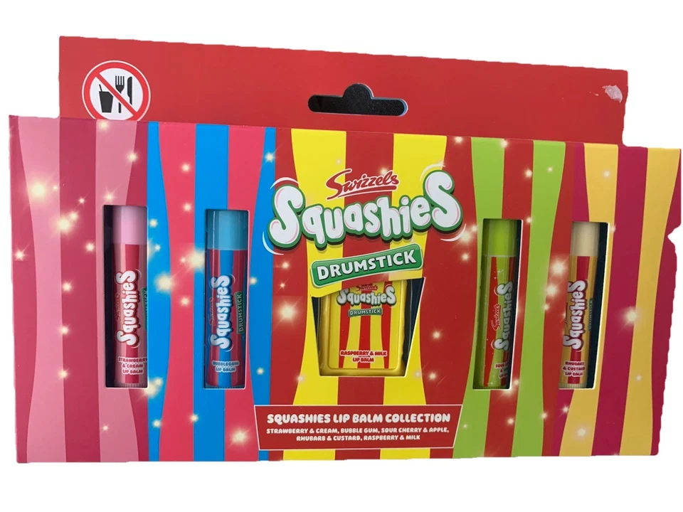 CORSAIR Swizzels Squashies Lip Balms Gift Set Drumstick Lip Balm Rhubarb & Custard Apple