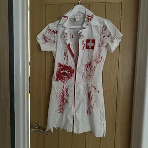 Ladies Bloody Nurse Halloween Costume Womens Fancy Dress outfit XS (UK 8-10) - Picture 1 of 7