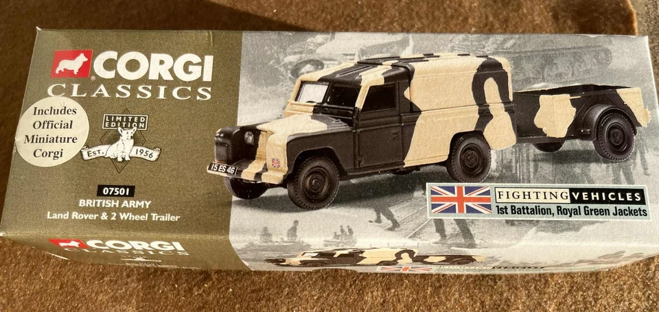 CORGI Classics Réf 07501 Militaire 1/43 LAND ROVER & 2 Wheel Trailer Comme NEUF - Photo 1/4