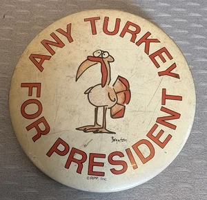 "Sandra Boynton CUALQUIER PAVO PARA PRESIDENTE botón de campaña pinback vintage 2,25""" - Imagen 1 de 6