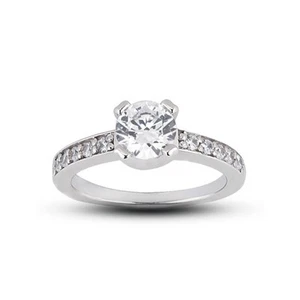Anillo clásico redondo de diamantes naturales de 14 k con alianza de boda de 1 1/4 quilates G SI1 - Imagen 1 de 7