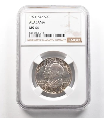 1921 Alabama Commemorative Half Dollar 2x2 MS64 NGC PQ *5308 - Image 1 of 3
