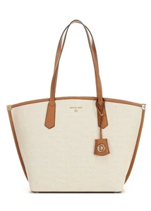 Bolso de mano grande Michael Kors Signature Jane beige NUEVO - Imagen 1 de 4