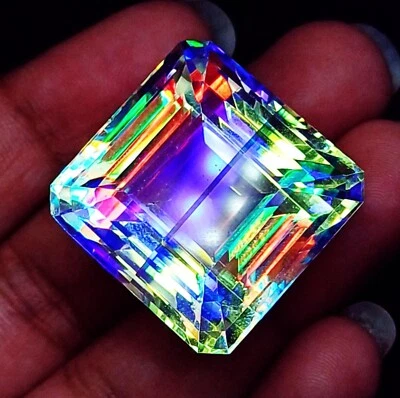 Mystic Quartz Loose Gemstone 78+ Ct Certified Square Pendant Size  H047 - Image 1 of 4
