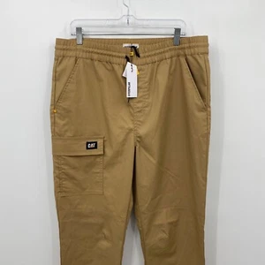 Caterpillar Men's Work Pull On Joggers Casual Solid Khaki Pockets Size L - Picture 1 of 7
