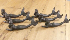 6 Cast Iron Laying Mermaids Figure Nautical Decor Statue Paperweight Door Stop - Picture 1 of 8