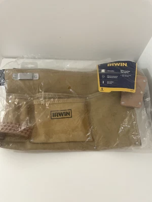 steve irwin tool bagNEW Irwin Split Leather Tool Apron 5 Pocket - Image 1 of 3
