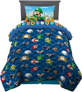Super Mario "The More the Mario" Kids Reversible Twin Bed Set-AB09CG426P67 - Picture 1 of 7