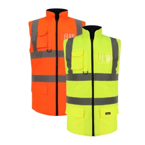 New Hi Vis Reversible Body Warmer Visibility Fleece Waterproof Gilet Waistcoat - Picture 1 of 10