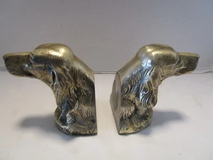 Vintage LABRADOR RETRIEVER BUCHSTÜTZEN SET 2 Cast Spelter PMC Silber USA - Bild 1 von 11