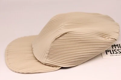 Homme Plisse Issey Miyake Pleated Cap Hat | Ivory White | RRP £195 Pleats Cream - Image 1 of 4