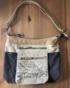 Myra Bag NON MANEGGIARE CON CURA Riciclata Tracolla Messenger Tela - Foto 1 di 9