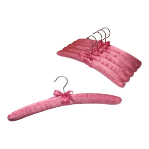 6 Pcs Smooth Satin Padded Hangers Pink 15"L For Dress Bridal Cloth Hanging - Picture 1 of 5