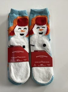 4 Pairs Wondershop Kids Snowman Super Soft Xmas Crew Socks Size M/L (2-5) New - Picture 1 of 4
