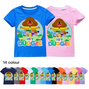 Kids Boys Girls HEY DUGGEE Print Casual Short Sleeve T-Shirt Cotton Tops Gift UK - Picture 1 of 17